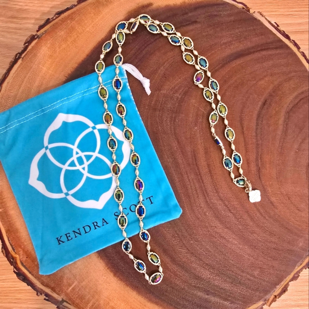 *Vintage Rare* Kendra Scott Gale Station Necklace Black Iridescent Gold